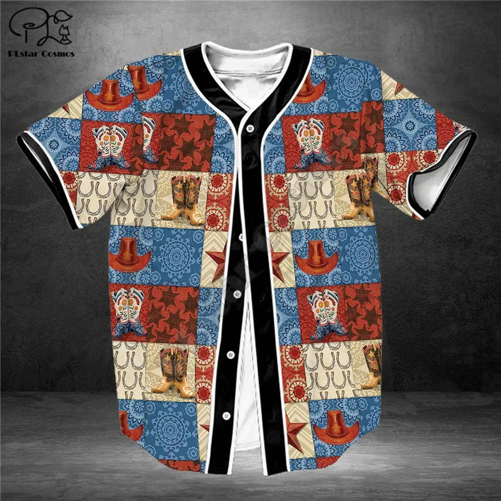 Cowboy Items Mandala Pattern Baseball Jersey Shirt 3D All Over Printed Baseball Jersey Shirts hip hop Tops