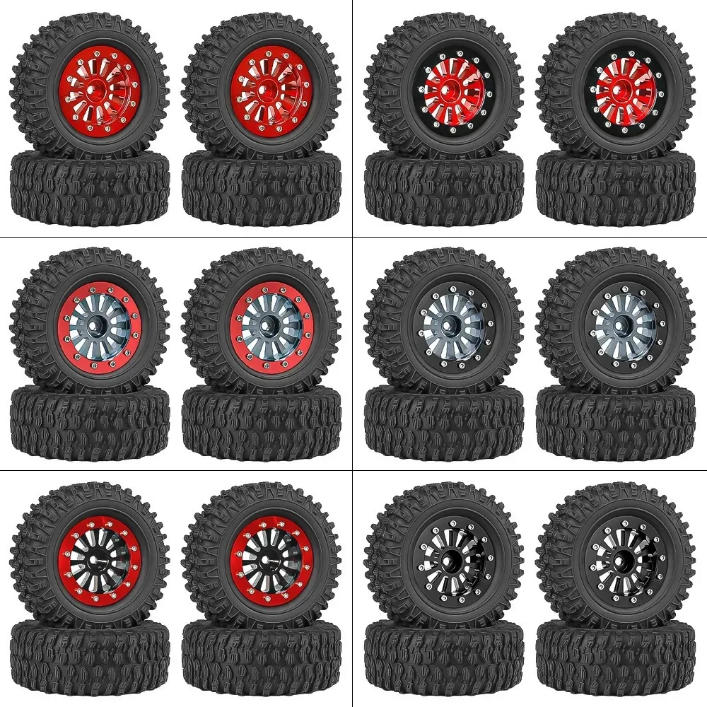 Jeu de pneus de roue à billes en métal, 65mm, 1.3 pouces, pour voiture sur chenilles 1/18 1/24 RC TRX4M SCX24 AX24 FCX24, pièces de mise à niveau, 4 pièces