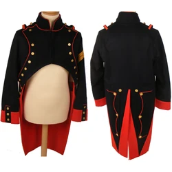 Mens Regency Uniform Jacket Military Guard Artillery Hussar Cosplay Jacket Single Breasted Navy Coat Napoleon Military Jacket