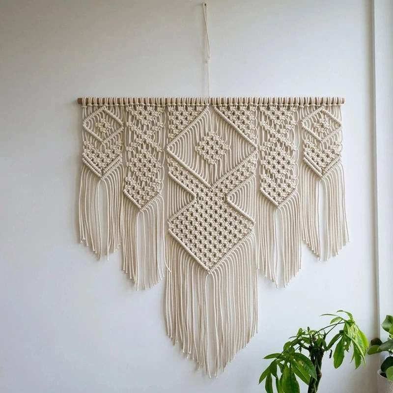 

Macrame Bohemian Tapestry Wall Hanging Chic Geometric Art Handicrafts Woven Tapestry for Home Living Room Decoration