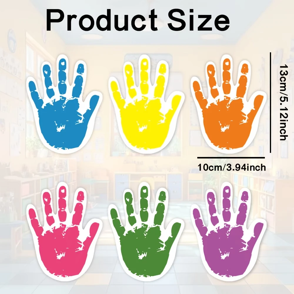 30pcs Six Colors Vibrant Handprint Cut-Outs for Crafts, Party Supplies, And Bulletin Board Decorations