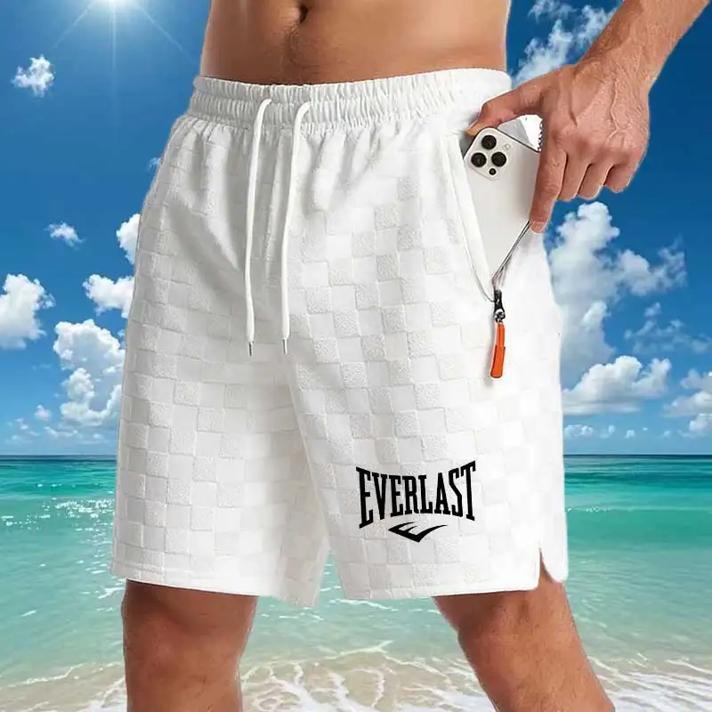 

Men's Casual Sports Print Shorts 2026 New Summer Quick Dry Beach Shorts with Zipper Pocket Fitness Running Workout Short Pants