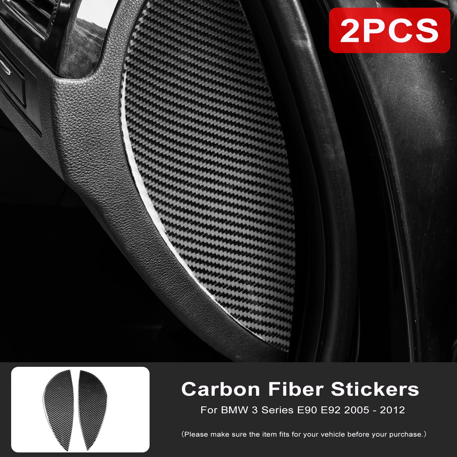 2Pcs Carbon Fiber Car Dashboard Both Side Panel Trim Decoration For BMW 3 Series E90 E92 2005 2006 2007 2008 2009 2010 2011 2012