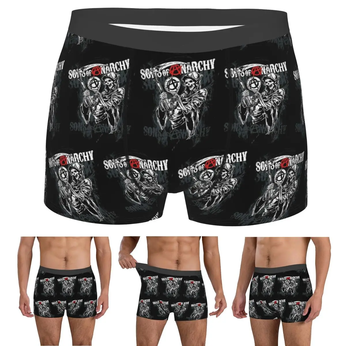 Boxer Underpants Shorts The Death Reaper Sons Of Anarchy Panties Male Breathable Underwear for Homme Man Boyfriend Gifts
