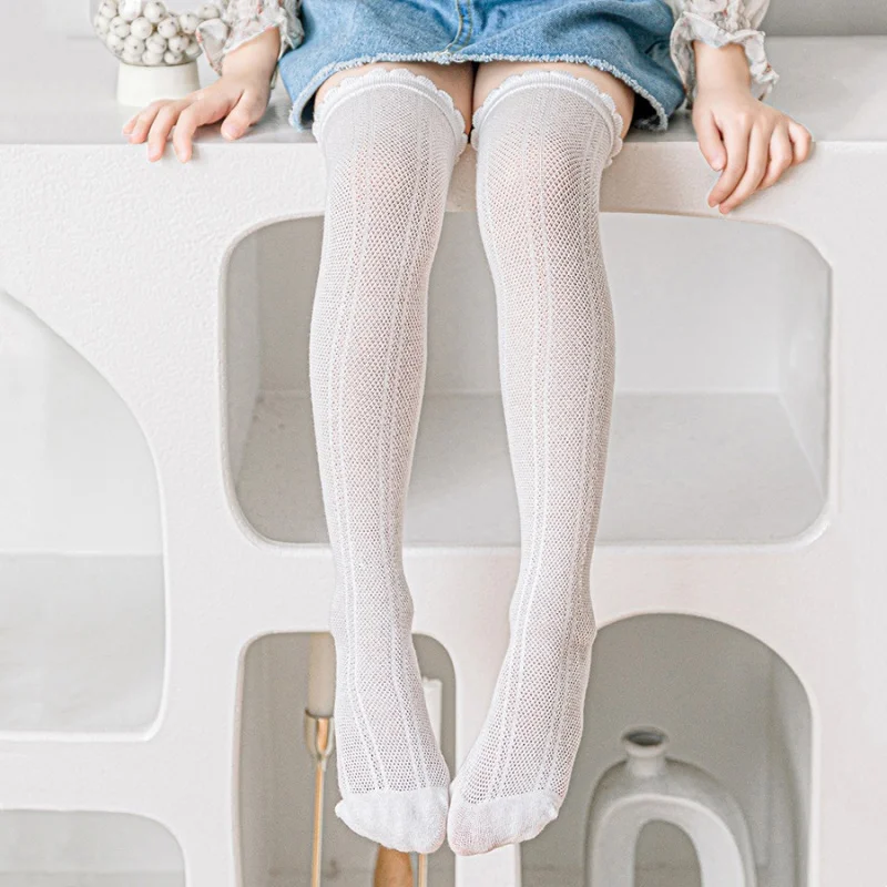 

1/2/3pairs Spring Summer Girl's Knee High Long Socks Kids Mesh Breathable School Uniform Accessories Princess Stockings 3-12Yrs