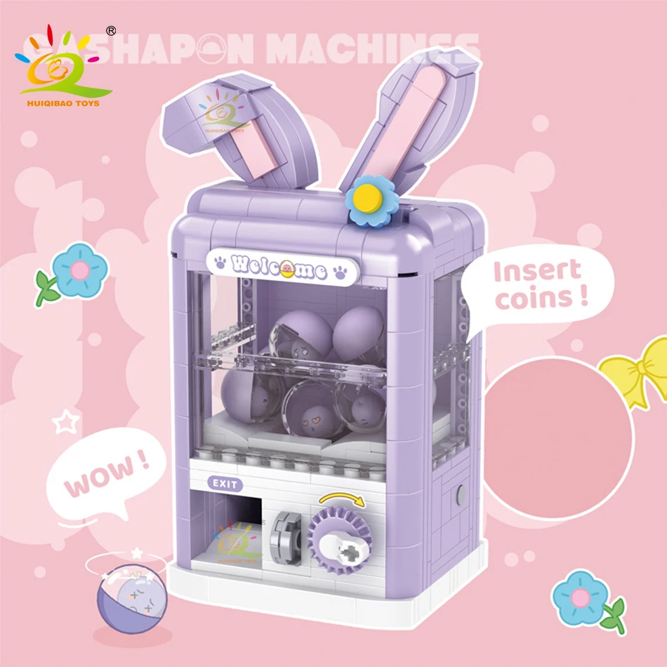 Huiqibao meninas diy raposa/coelho gashapon máquina de jogo mini blocos de construção conjunto decoração modelo tijolos brinquedos para crianças adulto