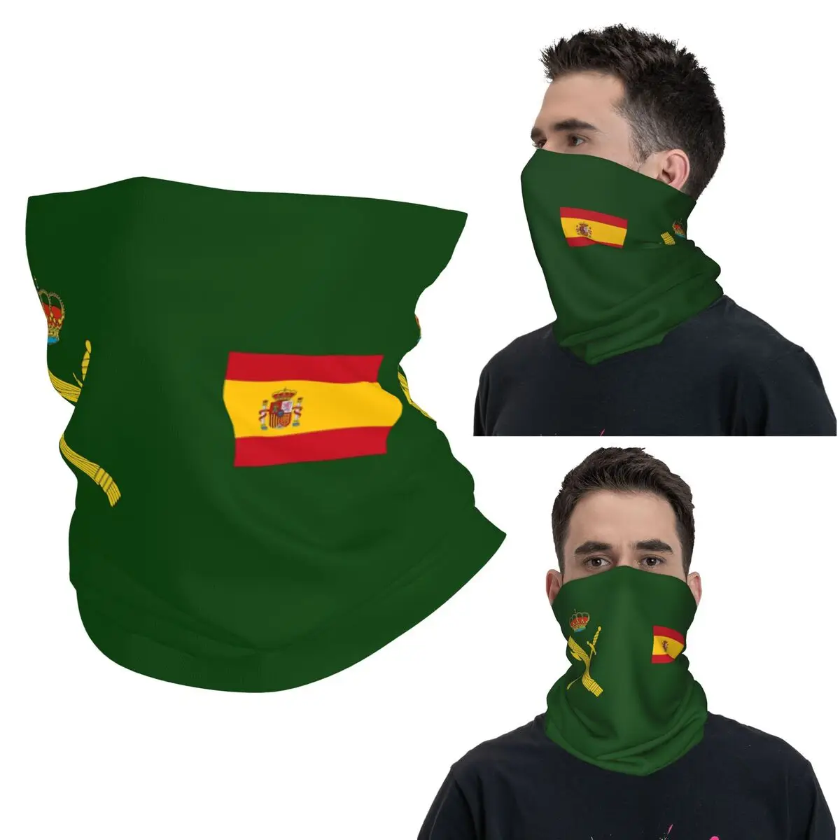 Spain Flag Plus Emblem Civil Guard Bandana Neck Gaiter Printed Mask Scarf Multi-use Balaclava Running Unisex Adult All Season