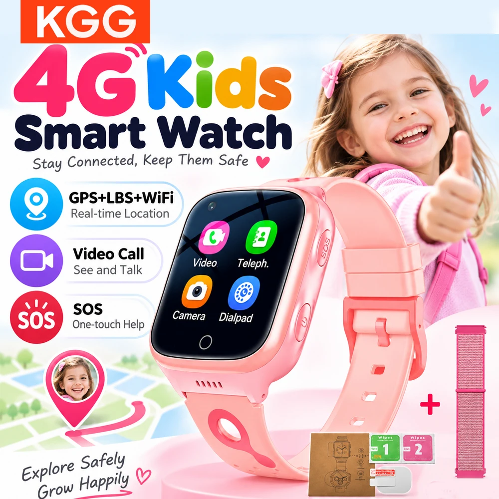 Smart Watch Kids 4G GPS WiFi Video Call Tracker Location SOS Call Back Monitor Phone Watch Sim Card Smartwatch Boys Girls Gift