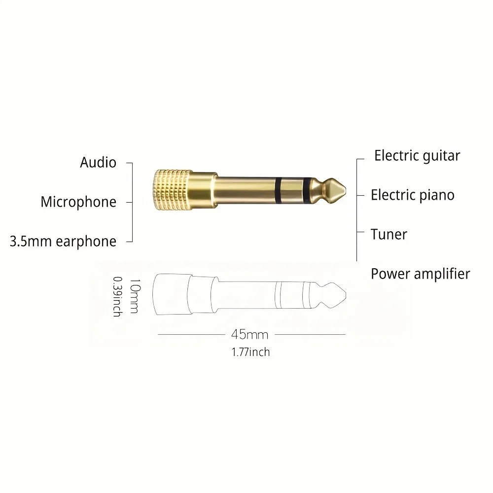 1 Piece High-Quality 3.5mm to 6.5mm Jack Audio Adapter for Stereo AUX Conversion