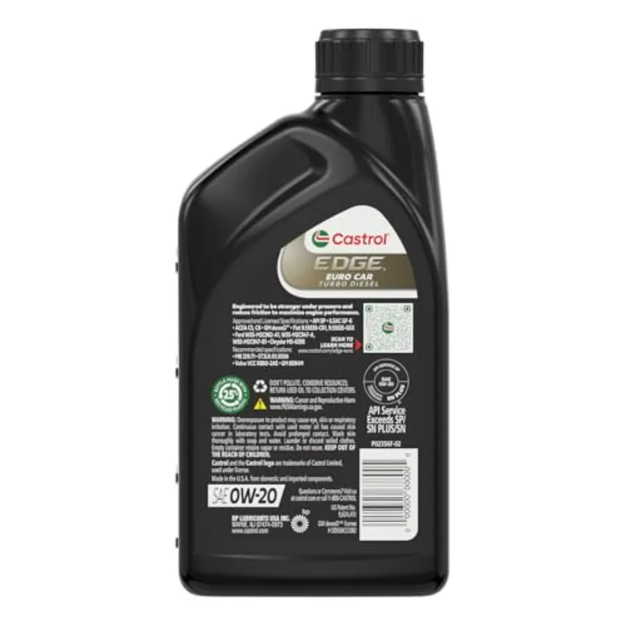 EDGE Turbo Diesel 0W20 زيت المحرك الاصطناعي الكامل المتقدم 1 كوارت عبوة من 6