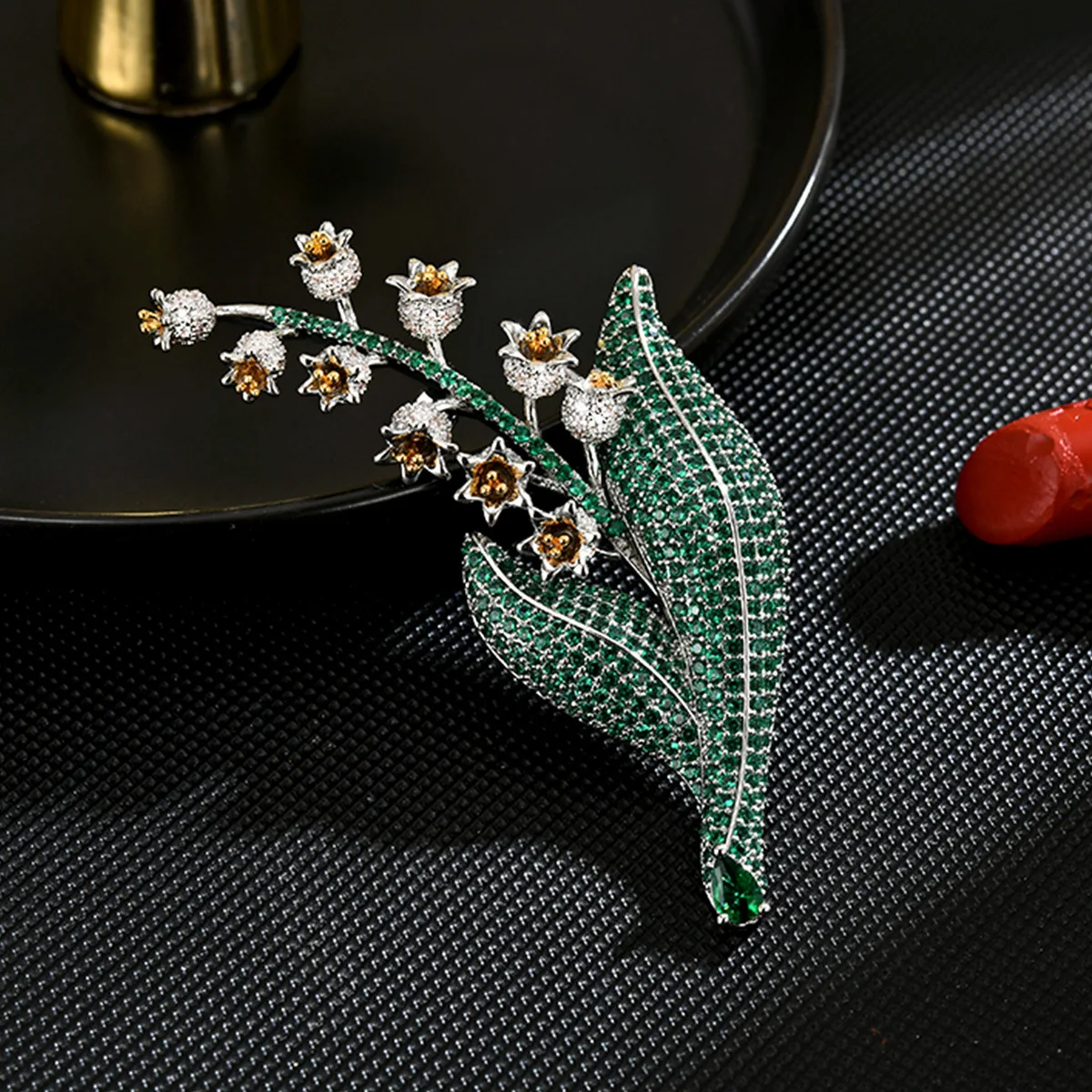 Vintage Lily of the Valley Brooch, Elegant Flower Pin Lapel Badge for Women Coat Dress