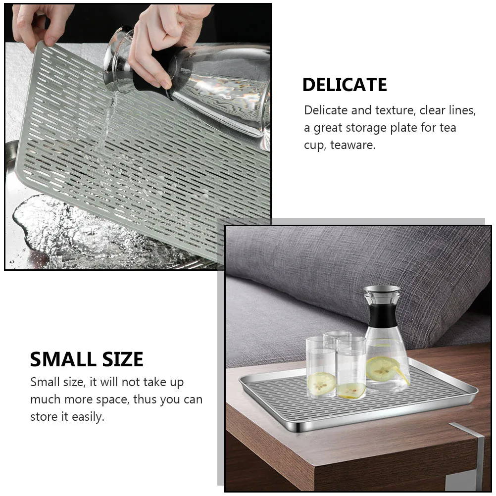 

1 Set Stainless Steel Tea Double Layer Draining Tray For Tea Cup Teapot Organizer Rectangular Serving Tray Home Kitchen Barware