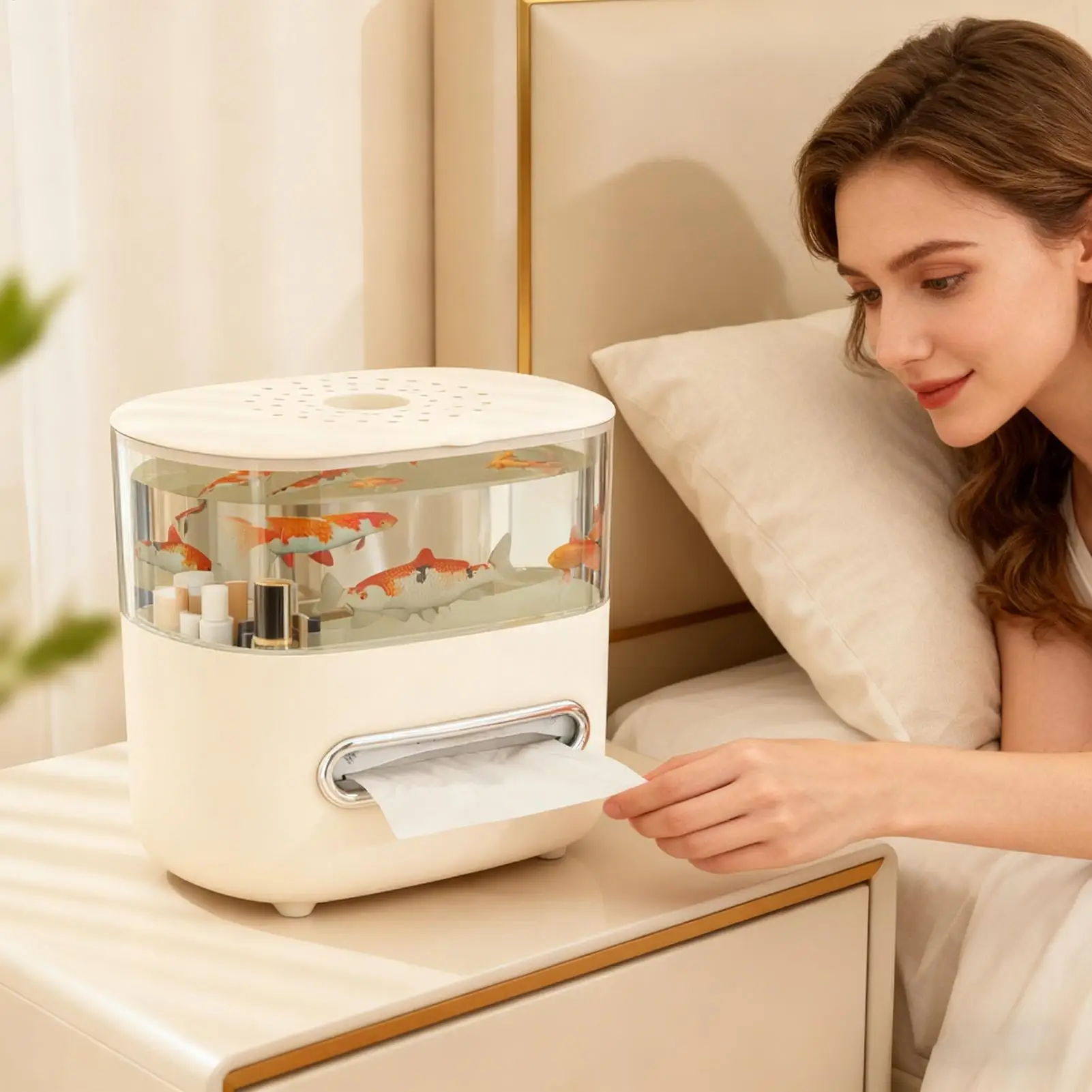 

Крышка коробки для салфеток Нескользящий аквариум с верхней крышкой Маленький аквариум для гостиной Спальня Кухня Офис Квартира