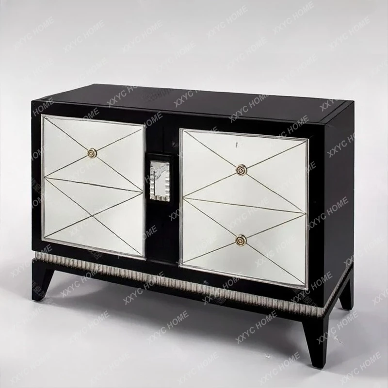 

Q light luxury solid wood porch cabinet entry foyer decorative storage side cabinet