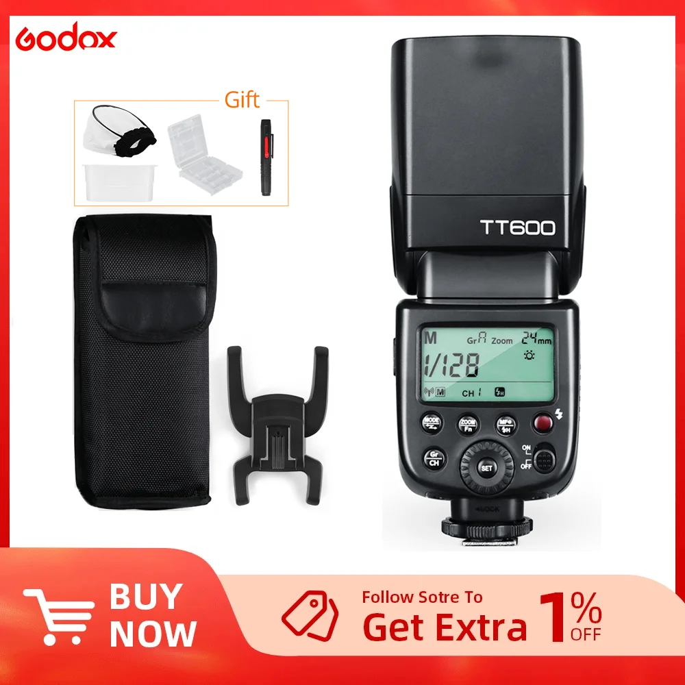 Godox TT600 TT600-S 2.4G Wireless GN60 Master/Slave Camera Flash Speedlite for Canon Nikon Sony Pentax Olympus Fuji Lumix