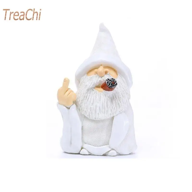 Christmas Garden Gnome Gnome White Robe Smoking Gnome Middle Finger Home Decoration Arts and Crafts Decoration