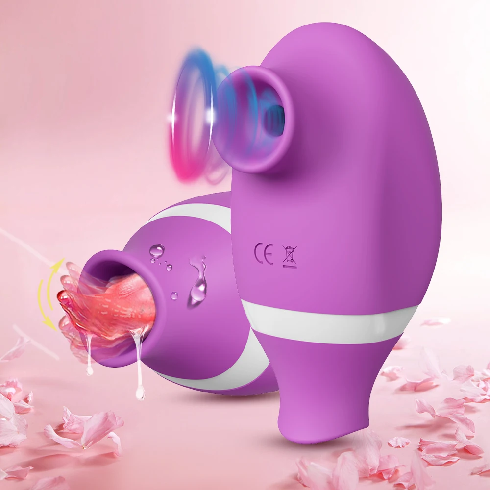 2 في 1 البظر مصاصة هزاز G-بقعة مص اللسان لعق الحلمات للنساء مزدوجة تحفيز مدلك الإناث الكبار لعبة الجنس #1