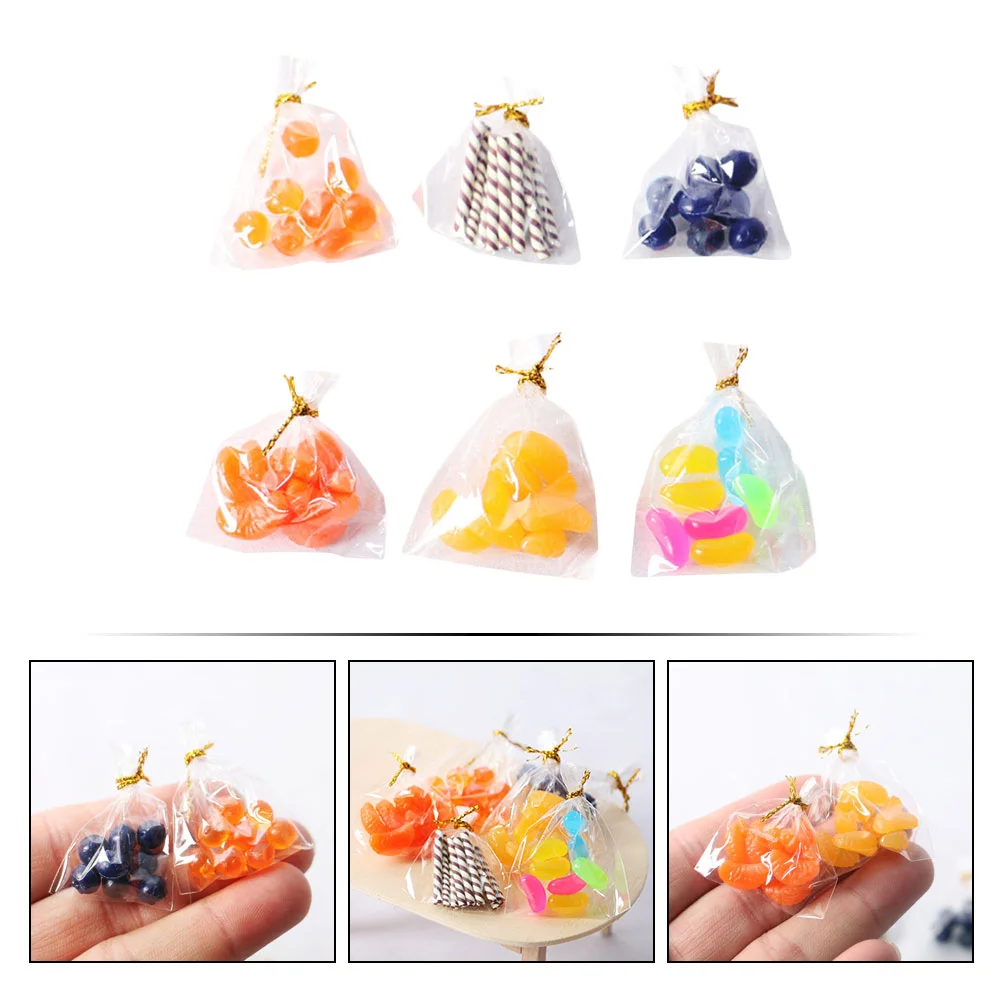 6 Bags Miniature Food Decorations Plastic Playhouse Items Fine Craftsmanship Realistic Reproduction Mini House Accessories