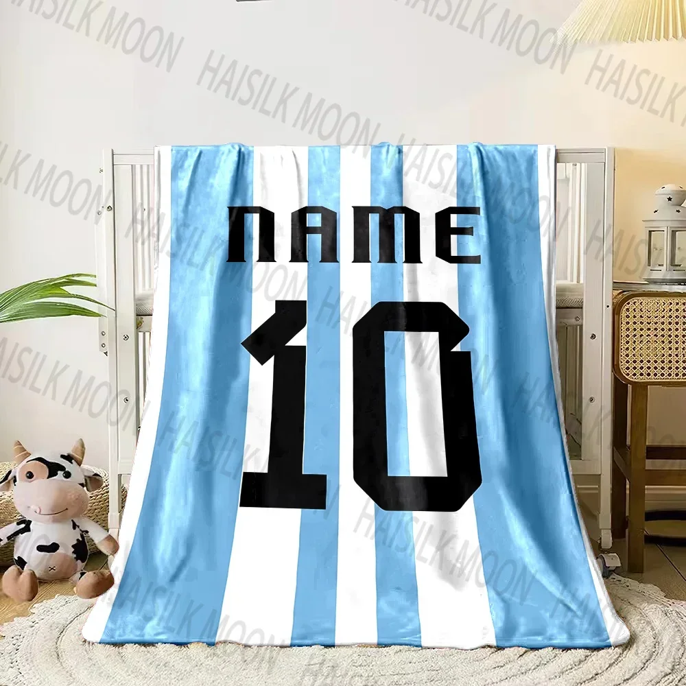 (Memo U Name)1PC Custom Name Personalized Blanket Football Jersey Printed for Sofa Bed Cover Blanket Suitable for Holiday Gifts