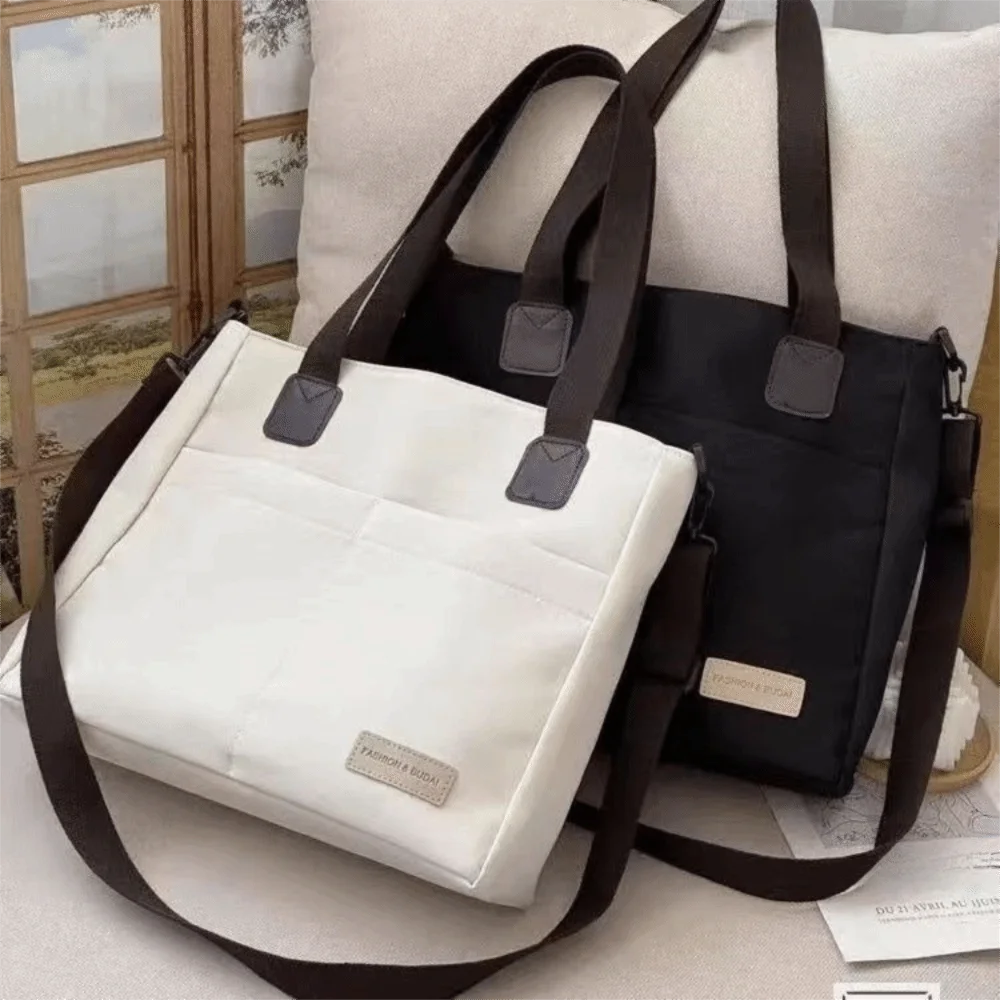 

Portable Multi-Pocket Tote Bag Thickened with Shoulder Strap Large Capacity Bag Polyester Simple Travel Shoulder Bag Daily Use