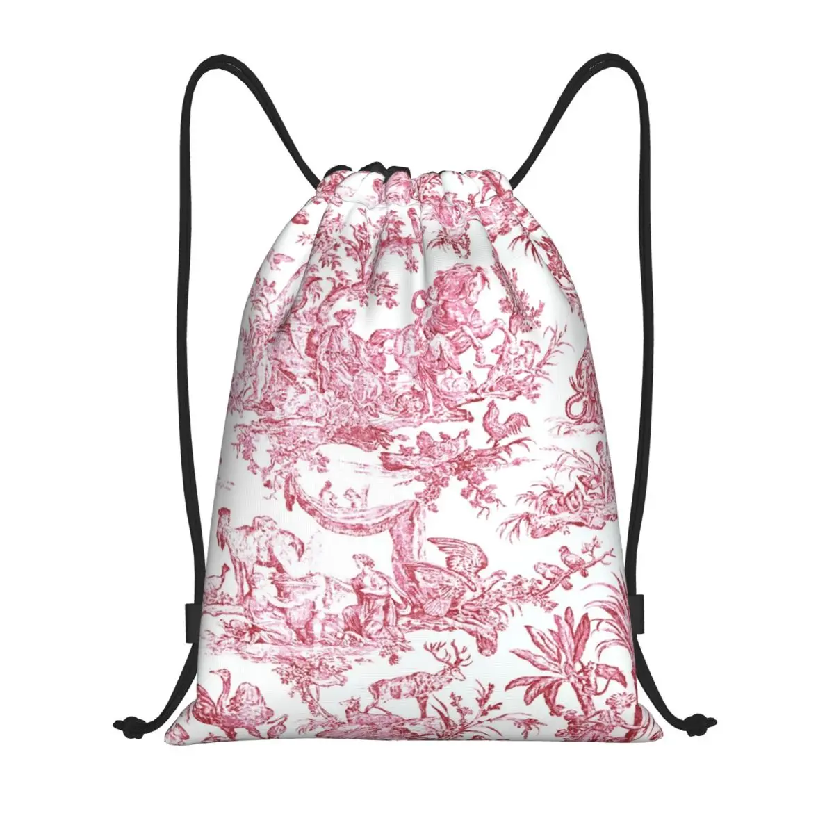 Toile De Jouy Drawstring Backpack Women Men Sport Gym Sackpack Portable French Countryside Shopping Bag Sack