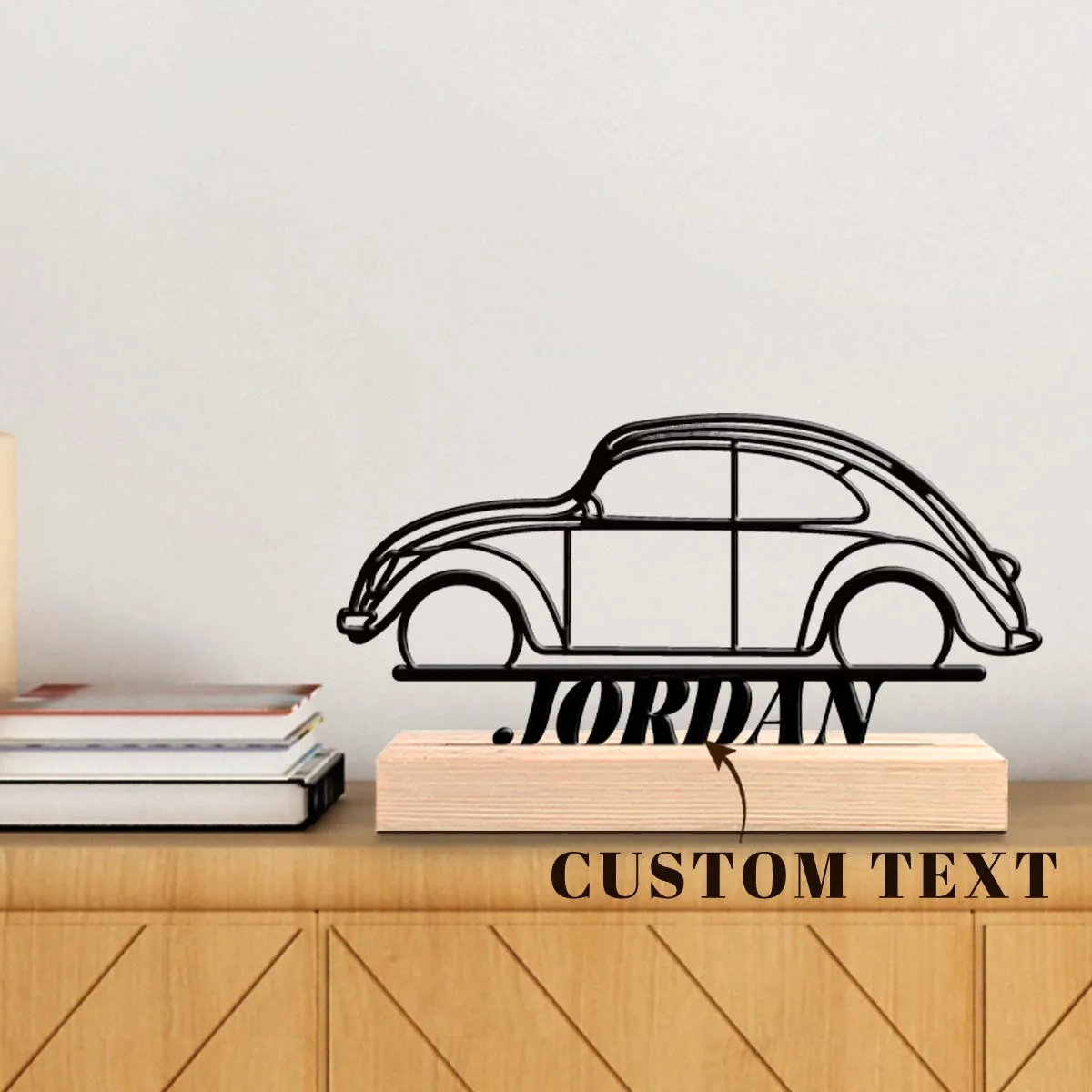 1pc Customized Metal Handicraft Ornaments Customizable Content With Wooden Base Unique Desktop Decoration Custom Gifts