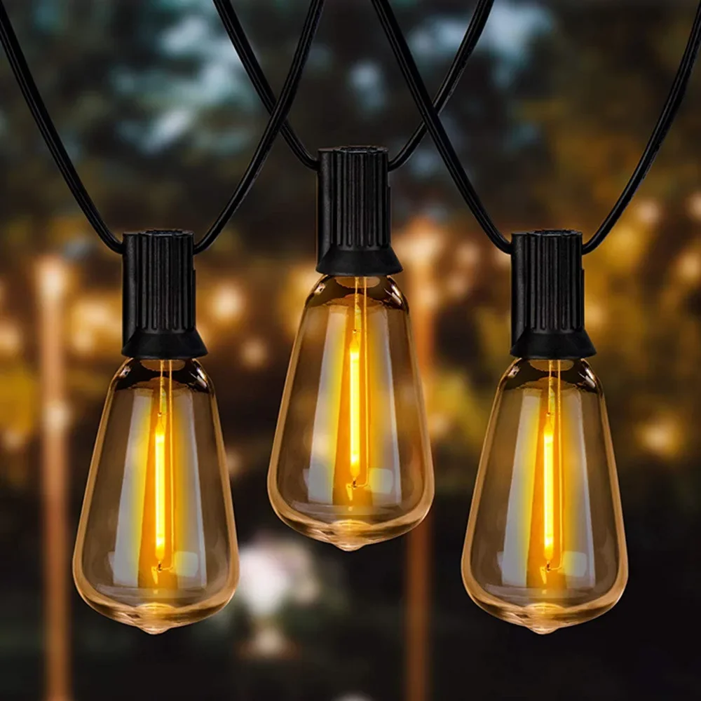 

LED String Anti Shatter And Waterproof Plastic LED Bulb ST38 110V US Plug Suitable For Outdoor Courtyard Garden Decoration Fairy