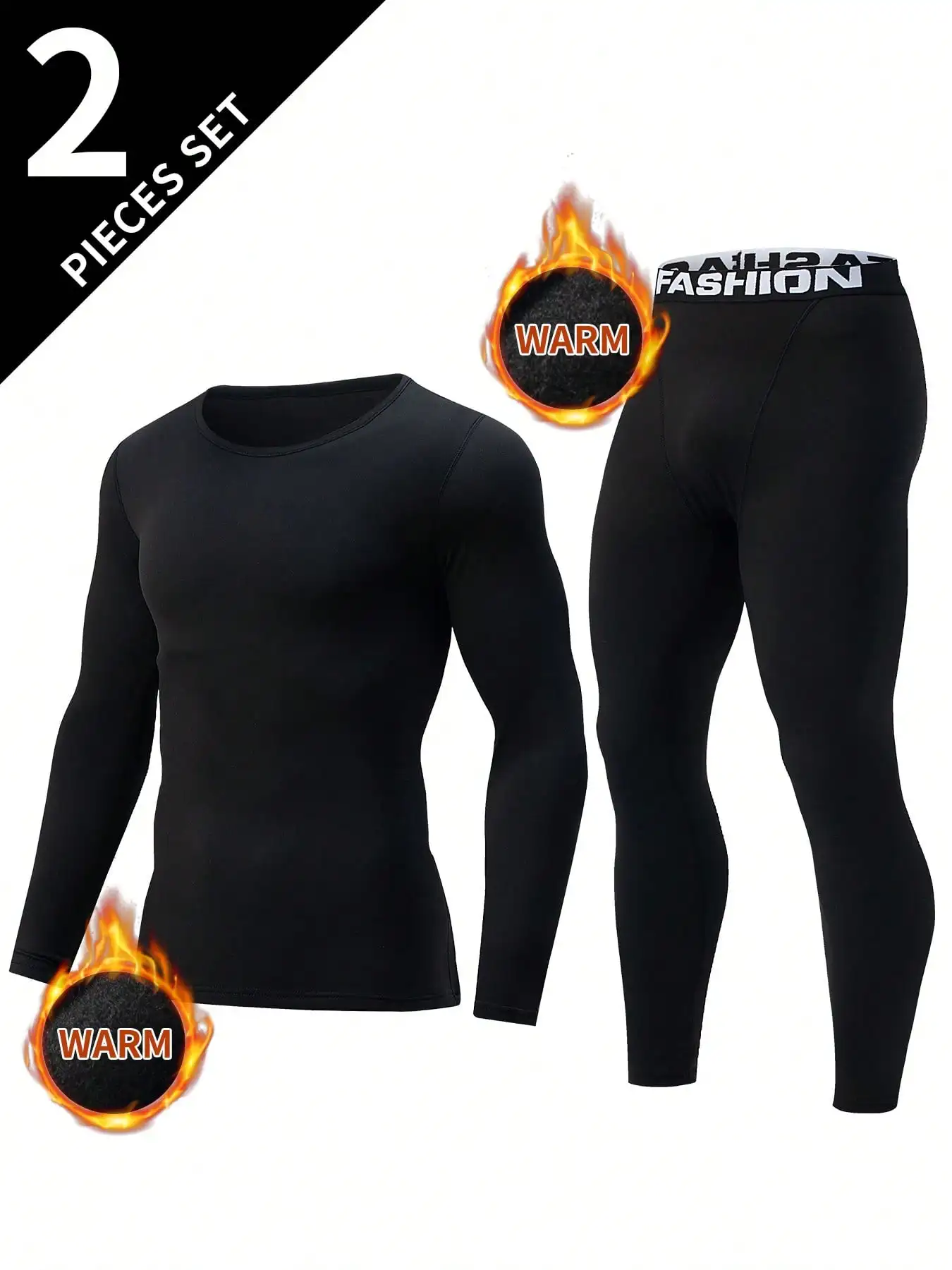 

2-Piece Men's Thermal Base Layer Set - Long Sleeve Top & Compression Pants