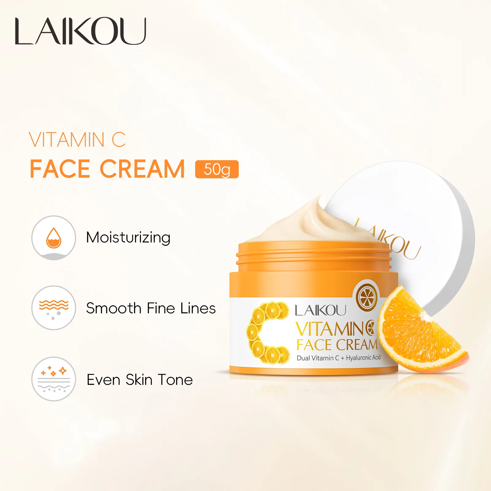 

LAIKOU Cherry Blossom Vitamin C Cream, Lightweight Face Moisturizer for Dark Spots, Anti Oxidant Hydrating Skin Care 50g