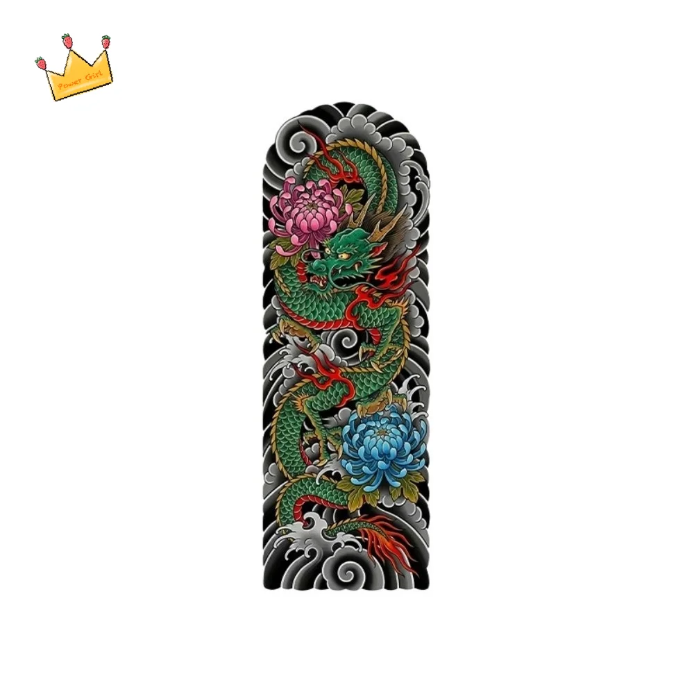 

Japanese Demons Arm Sleeve Tattoo Sticker Koi Fish Flower Japanese Style Temporary Tattoos Dragon Peony Water Transfer Tattoo