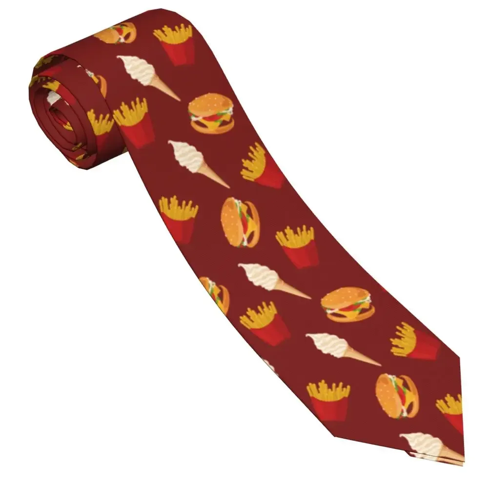 

Hamburger Fast Food Necktie Unisex Polyester 8 cm French Fries Burger Neck Tie Mens Casual Narrow Accessories Wedding