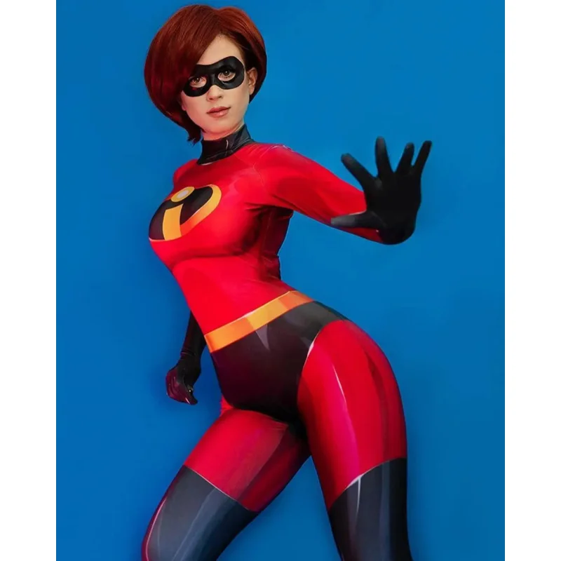 Halloween Elastigirl przebranie na karnawał Iniemamocni 2. superbohater Zentai body kobiece kombinezony dla dorosłych dzieci