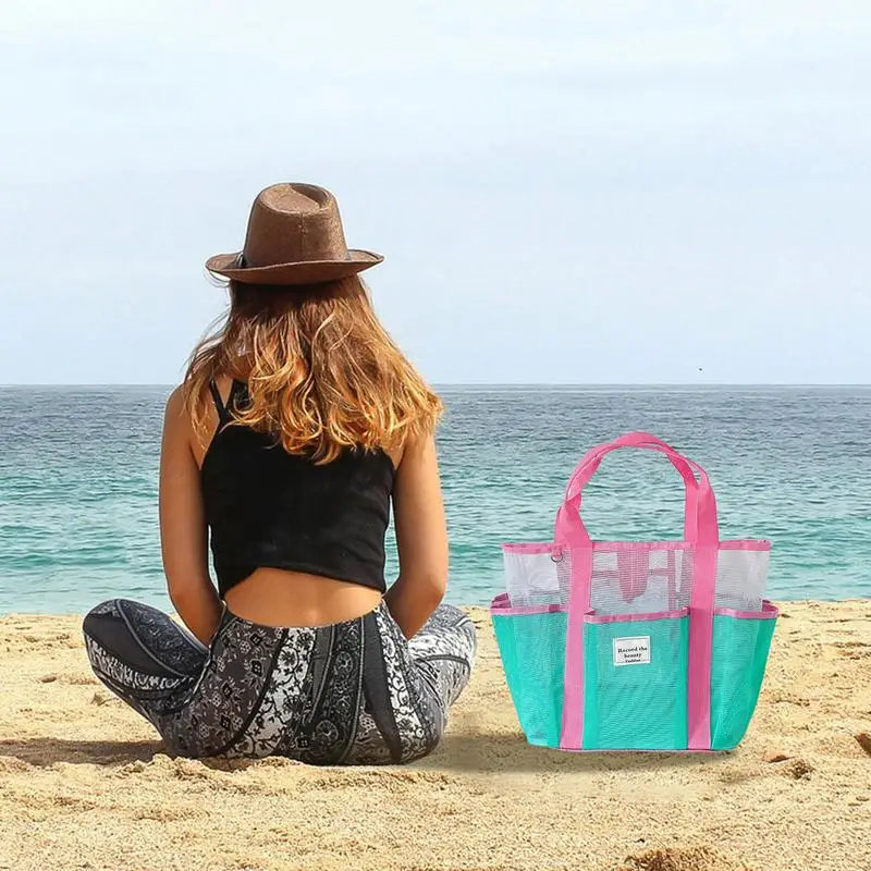

Mesh Beach Bag Large Mesh Reusable Beach Tote Women's Shoulder Packs For Resort Lake Vacation Boat Outdoor Picnic Cruise Sports