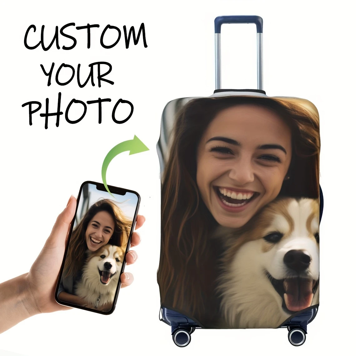 Custom Luggage Covers—Can Be Printed with Your Name, Photo, and Logo | Durable Polyester Material | Washable Travel Accessories