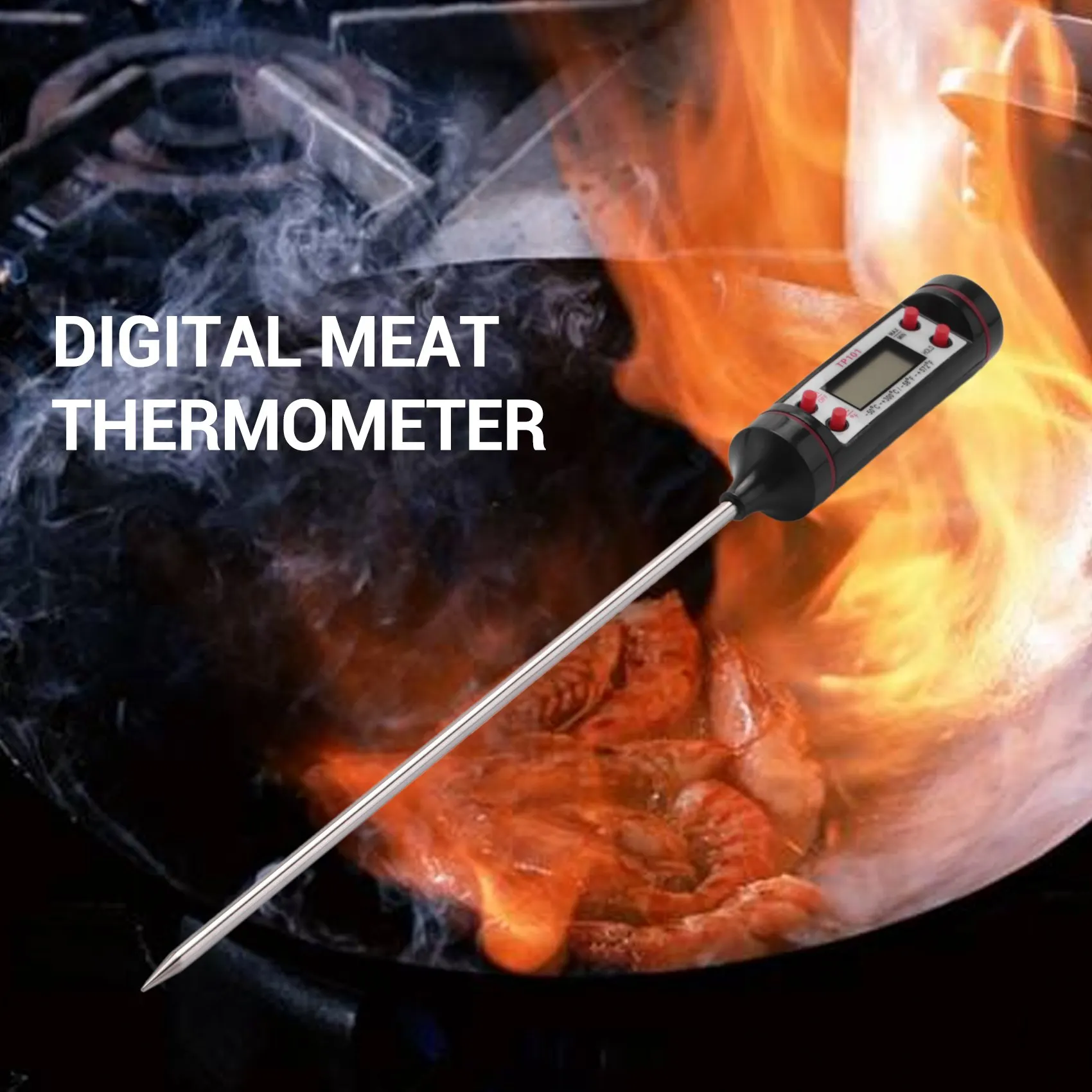 Food Thermometer,Food Cooking Thermometer,Kitchen Thermometer,Meat Thermometer,Long Probe Digital Meat