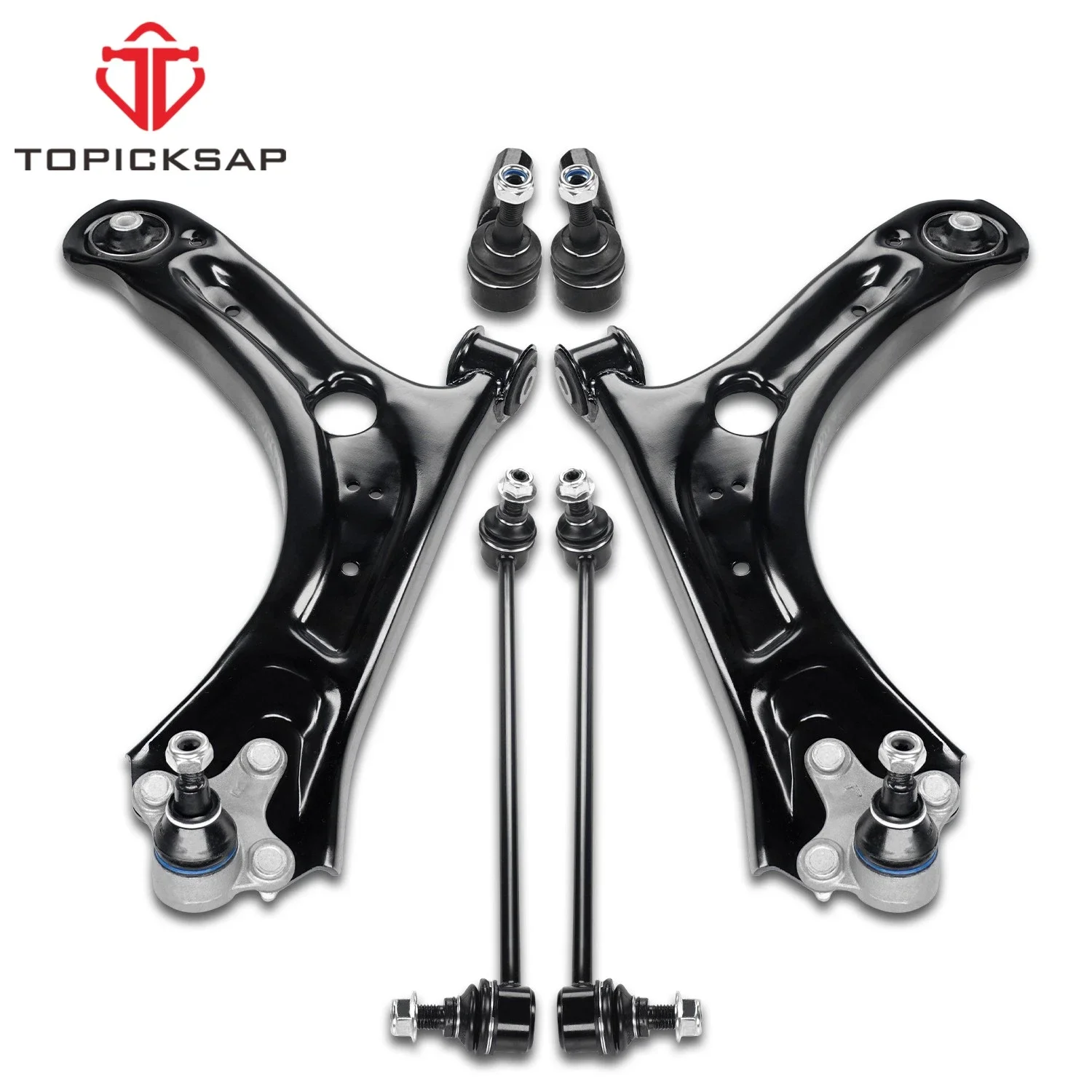 TOPICKSAP 6Pcs Front Lower Control Arm Ball Joint Sway Bar Link Outer Tie Rod for VW Passat 2012-2017 Beetle 2012-2016