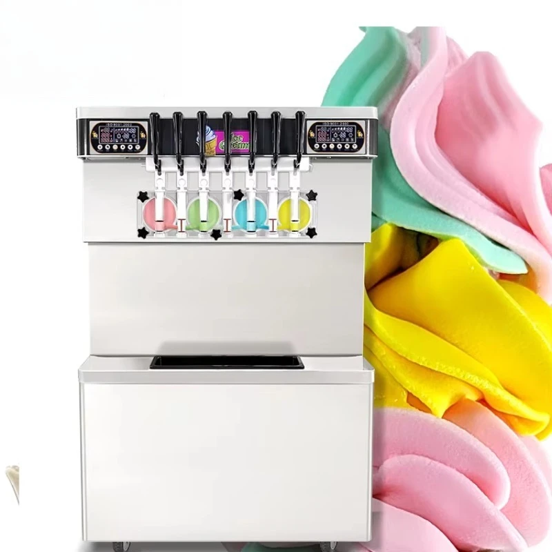 7 Flavor 4 Cylinder Dual System Triple Compressor Ice Cream Machine Soft/Soft Service Ice Cream Machine