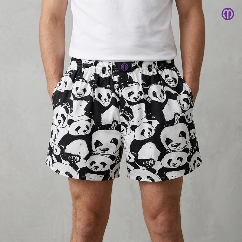 

Summer Men’s Loose Fit Cotton Boxer Shorts Soft Breathable Home Sleep Lounge Black