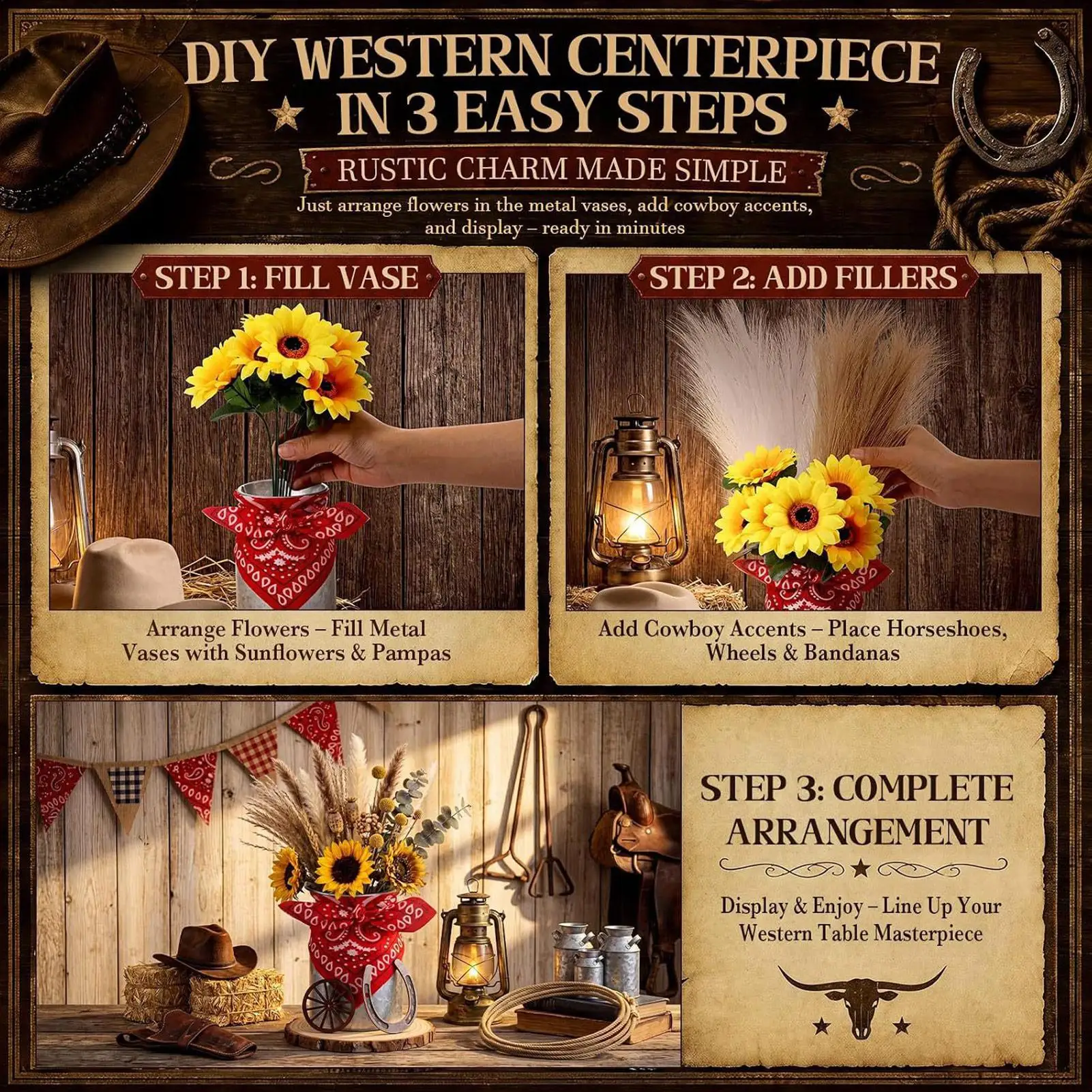 Cowboy Centerpieces for Tables - Wedding Supply Rentals ulasan dan harga