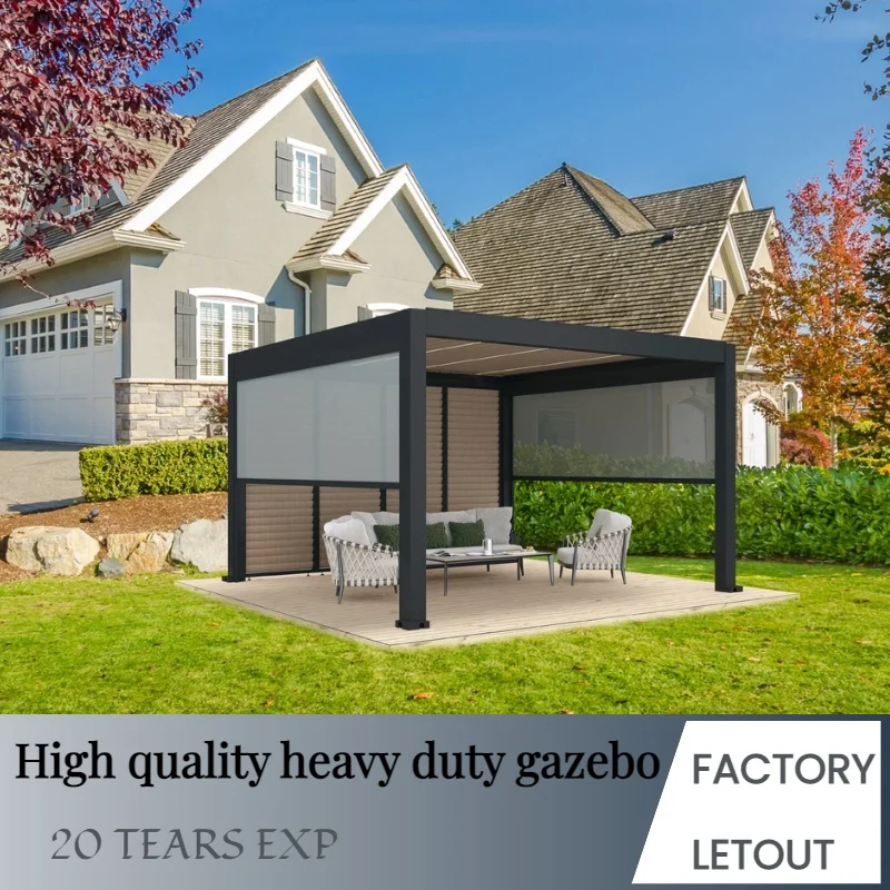 Custom Waterproof Canopy for Modern Backyard Spaces Smart Motorized Outdoor Pergola with Louvered Aluminum Roof