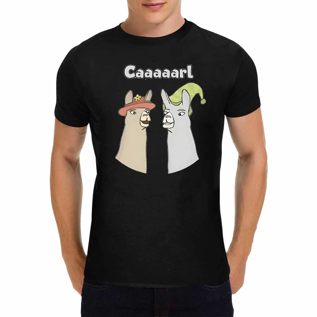 

Caaaarl Ламы с шляпами Рубашка Ламы с шляпами Рубашка с принтом Футболка Забавные подарки для мужчин lwf 180 г