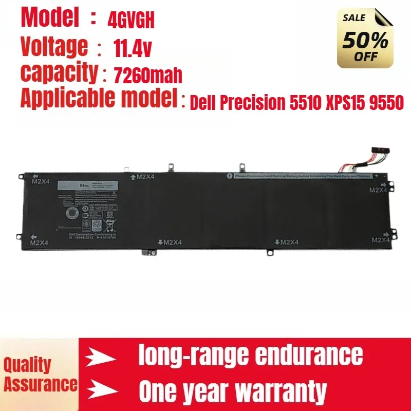 

Для Dell Precision 5510 XPS 15 9550 аккумулятор для ноутбука 4GVGH P56F 11,4 В 7260 мАч