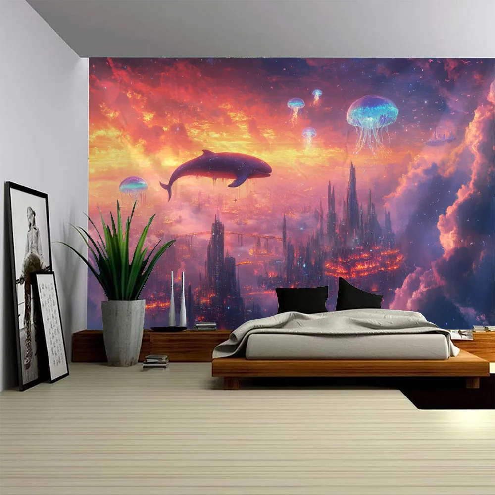 

Starry Sky Theme Mysterious Landscape Tapestry Digital Printing Polyester Fiber Wall Hanging Living Room Office Decoration Gift