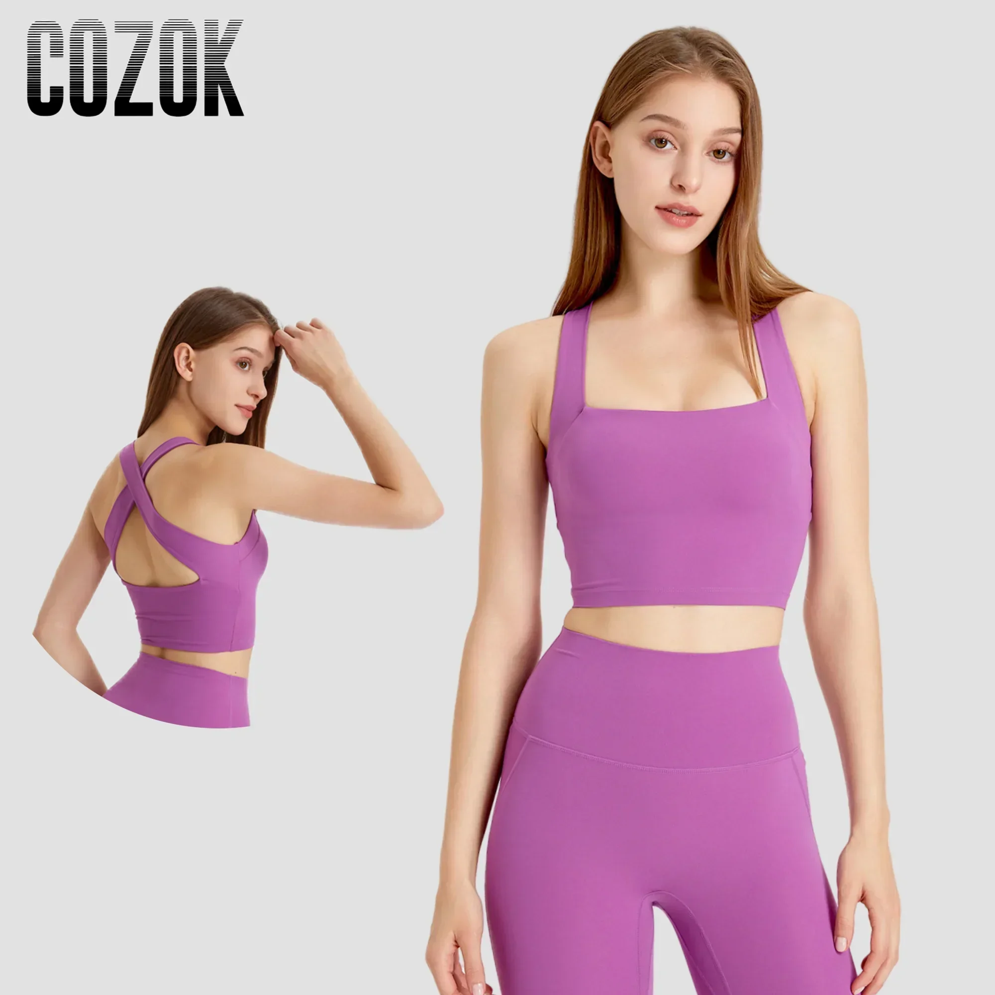 Sports Bra for Women Criss-Cross Back Shockproof Padded Running Sports Bras Breathable Gym Top Medium Support Yoga Crop Top