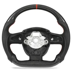 Carbon Fiber Steering Wheel Perforated Leather Red Stitching Fit for A4 S4 A5 S5 RS5 B8 A6 S6 C6 A8 S8 D3