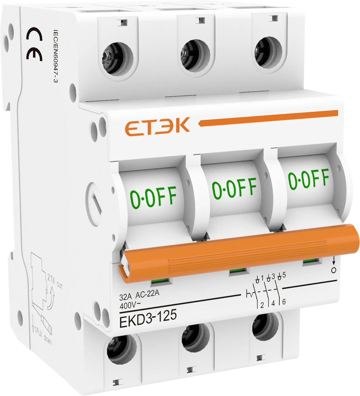 Interruttore isolatore EKET tipo AC 125A bassa tensione 50Hz 1,2,3,4 poli 240/415V interruttore isolatore Miciature EKD3