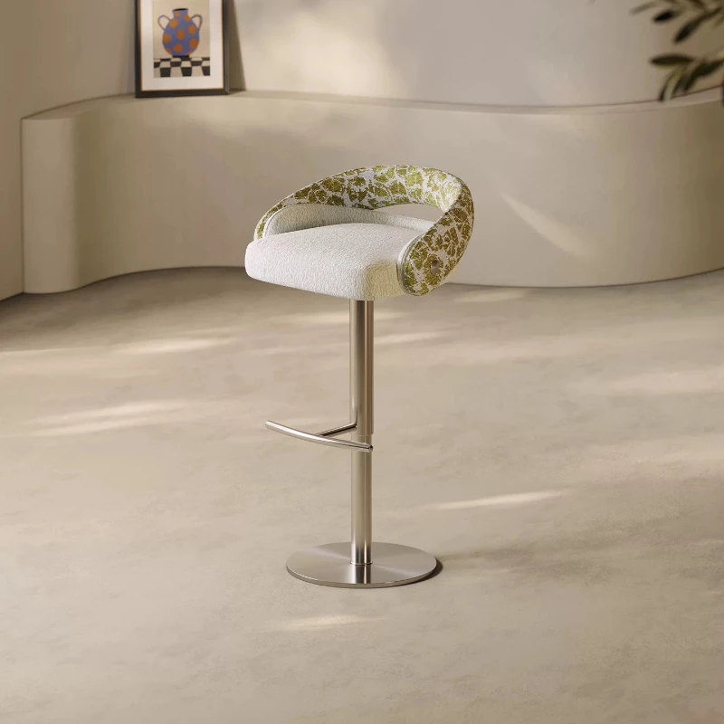 Relaxing Comfortable Bar Chair Elegant Upholstered Bar Chair Nordic Metal Stainless Steel Chaise De Velour Balcony Furniture