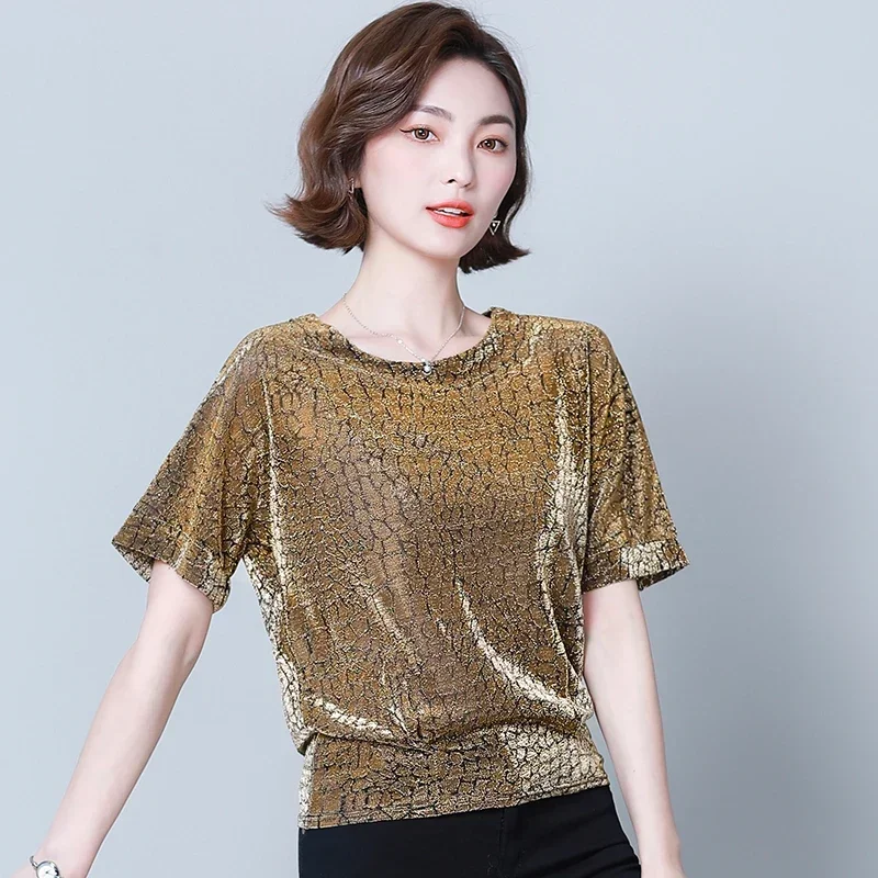 Fashion Elegant Shiny Sequin Blouse Glitter Shirt Tops Tunic Women Blouses Red Black Shine Women Blouses Loose Clothes 4XL 14081