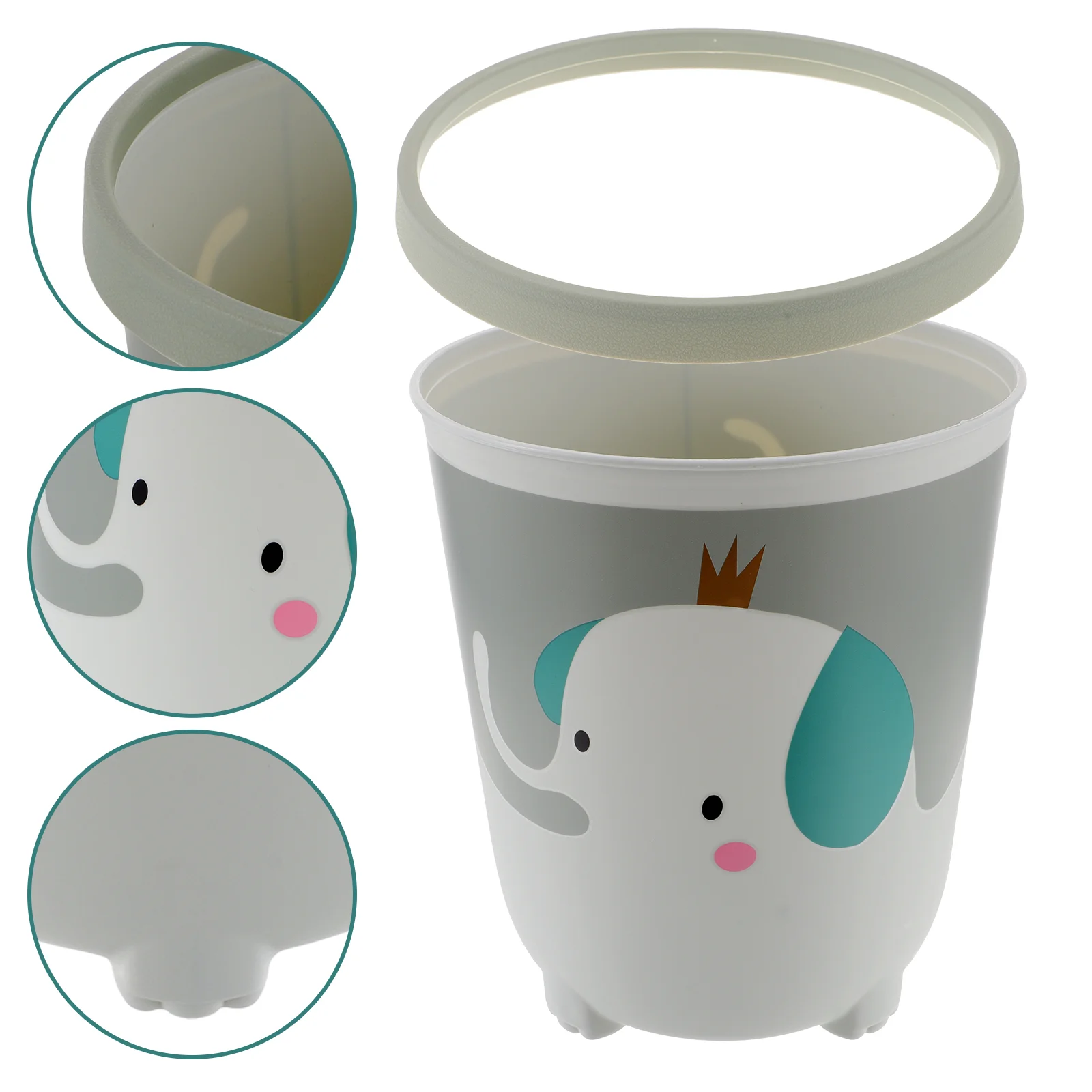 

Round Trash Can Waste Container Bin Wastebasket Office Holder Garbage Bucket for Home Supplies Multifunction