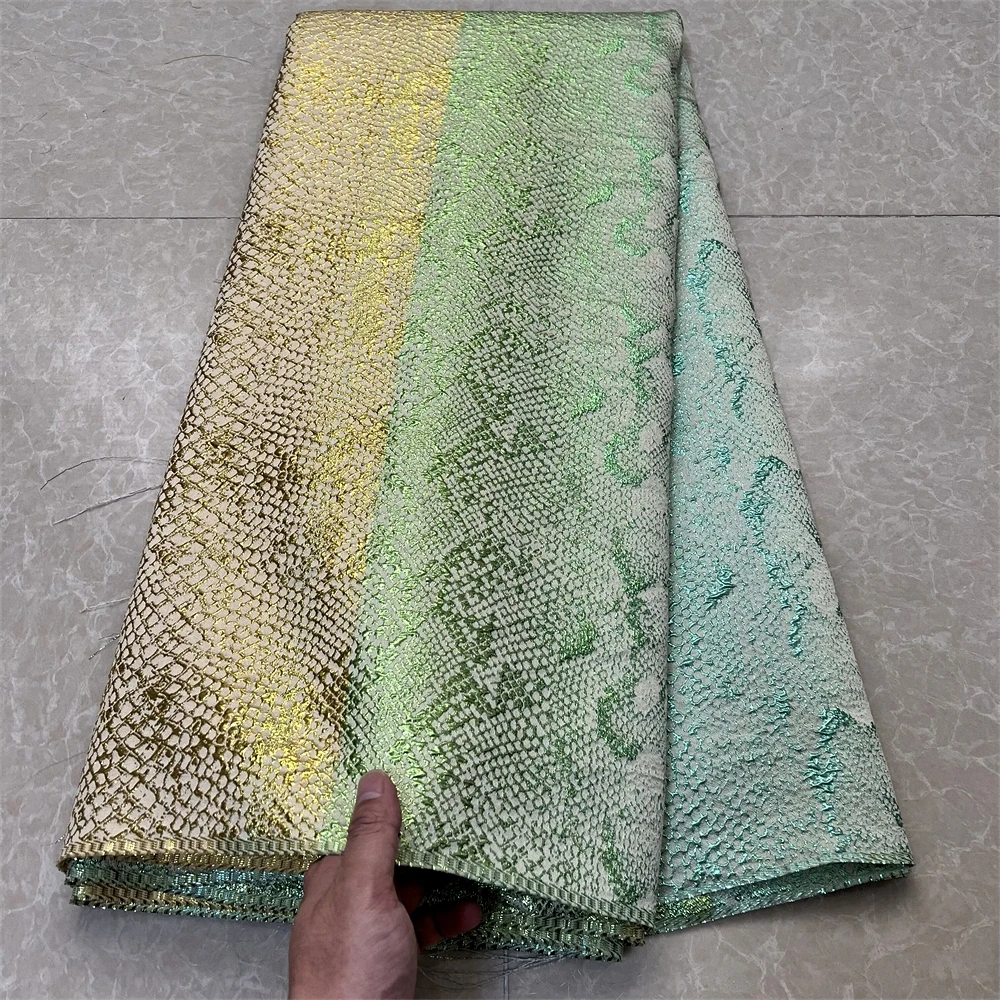 2024 High Quality African Nigerian For Sewing Tulle Lace Fabric Organza Embroidery Party Dress Damask  Jacquard 5Yard HD085